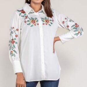 Women Solid Shirt with Embroidery