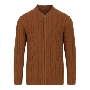 Mens Full Zipped Cable Cardigan