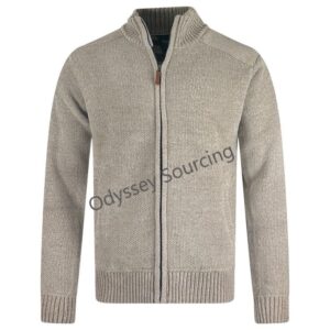 Mens Full Zipped Plain Knit Cardigan