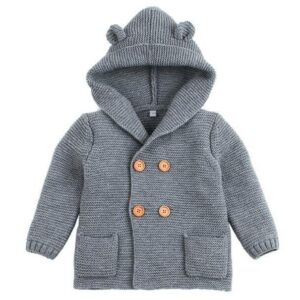 Boys Button Hooded Cardigan