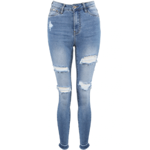 Ladies Tight Fit Distressed Denim Pant