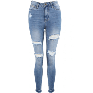 Ladies Tight Fit Distressed Denim Pant