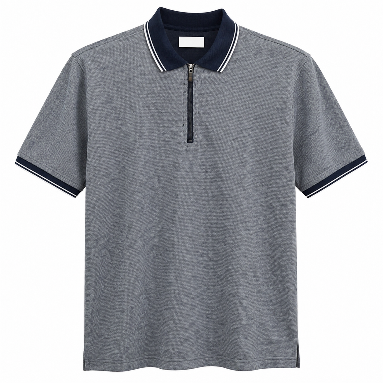 Solid Color Polo Shirt with Contrast Neck